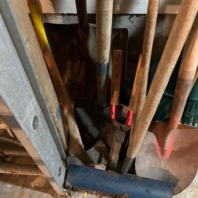 Large Lot of Yard Tool; Hoe, Ax, Shovels Etc. 