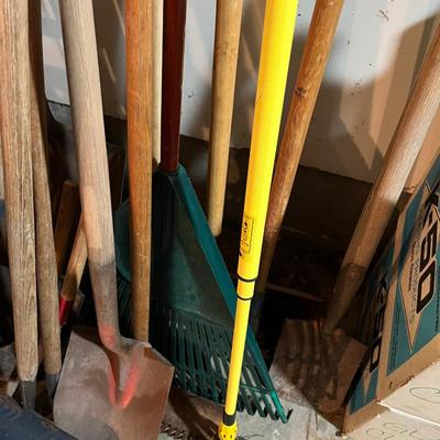 Large Lot of Yard Tool; Hoe, Ax, Shovels Etc. 