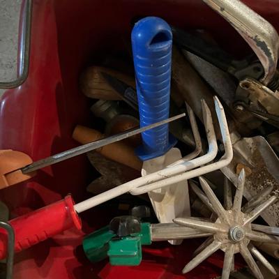 Tub Full of Garden Hand Tools; Clippers etc.. 