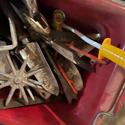 Tub Full of Garden Hand Tools; Clippers etc.. 