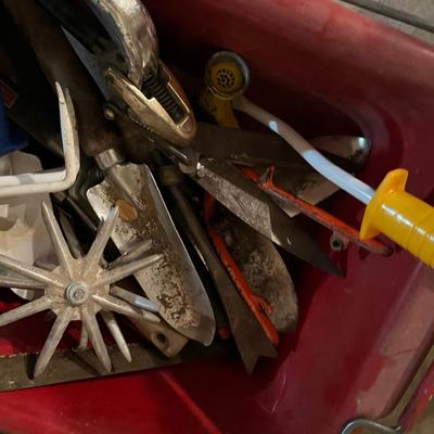 Tub Full of Garden Hand Tools; Clippers etc.. 