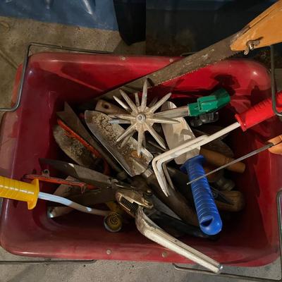 Tub Full of Garden Hand Tools; Clippers etc.. 