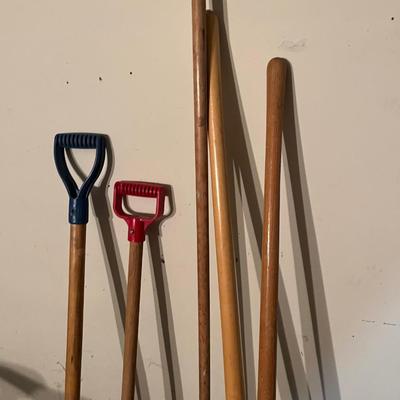4 Snow Shovels and a push Broom 