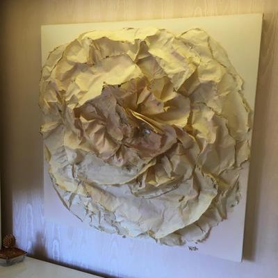 Vintage 1980s  floral shaped wall hanging sculpture ART by Nita