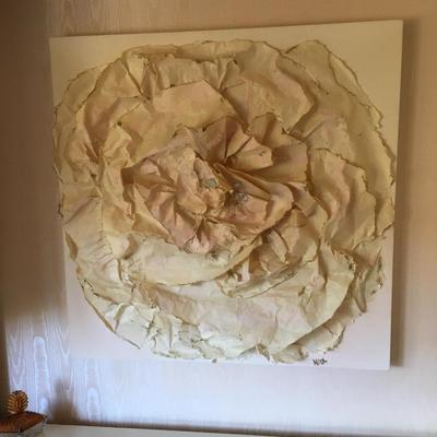 Vintage 1980s  floral shaped wall hanging sculpture ART by Nita