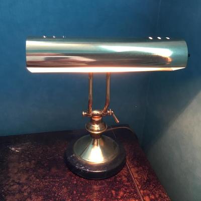 vintage Brass Banker's  table top lamp