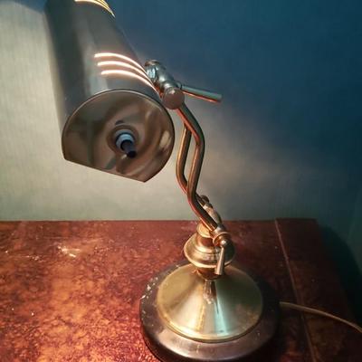 vintage Brass Banker's  table top lamp