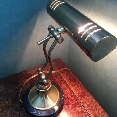 vintage Brass Banker's  table top lamp