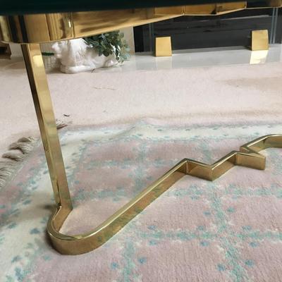 Vintage 1980's glass top coffee table with brass base