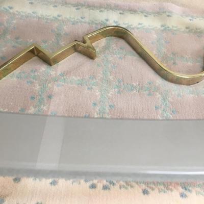 Vintage 1980's glass top coffee table with brass base