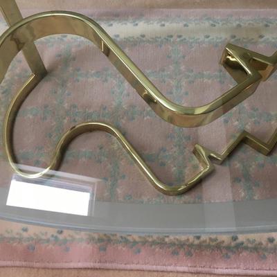 Vintage 1980's glass top coffee table with brass base