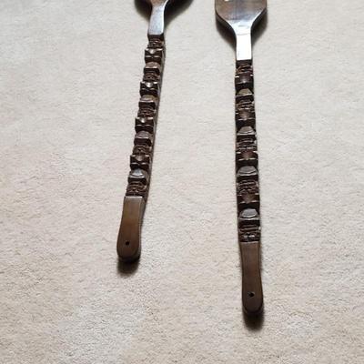 Oversize MCM fork and spoon 42" long