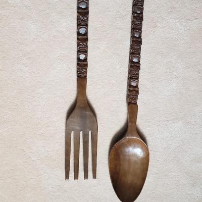 Oversize MCM fork and spoon 42" long