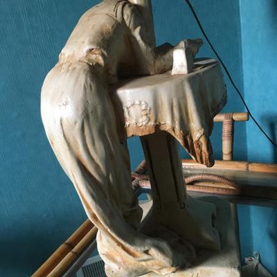 Vintage lamp lady reading motif