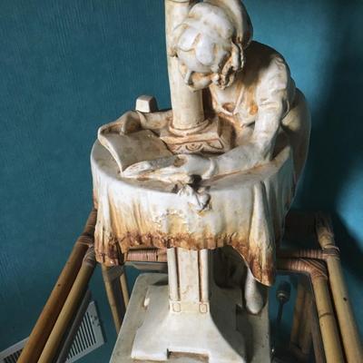 Vintage lamp lady reading motif
