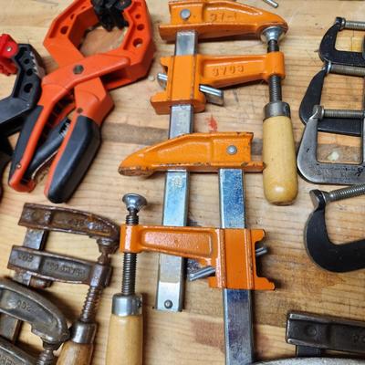 Large lot of Clamps C Clamps Wood Clamps