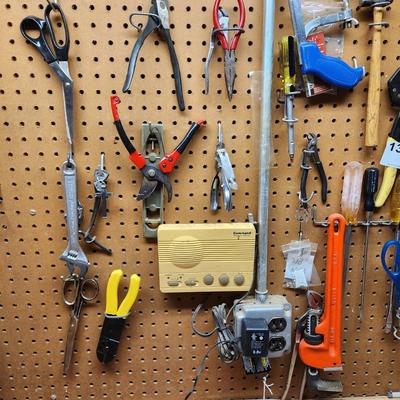 Wall of Various Tools Snap on Drivers , Hammers, Saws,