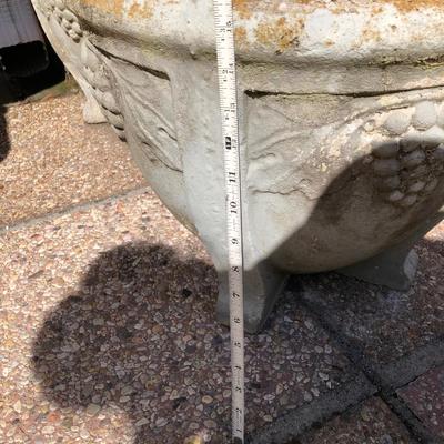 2 identical large cement planters
