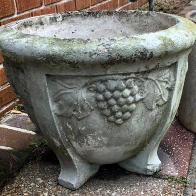 2 identical large cement planters