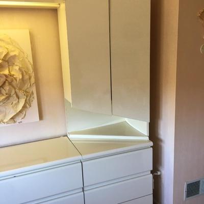1980â€™s laminate 3 piece desk and side dressers