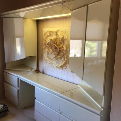 1980â€™s laminate 3 piece desk and side dressers