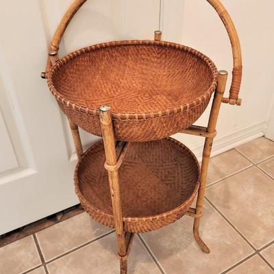 Lot #165  Cute piece - double basket on stand