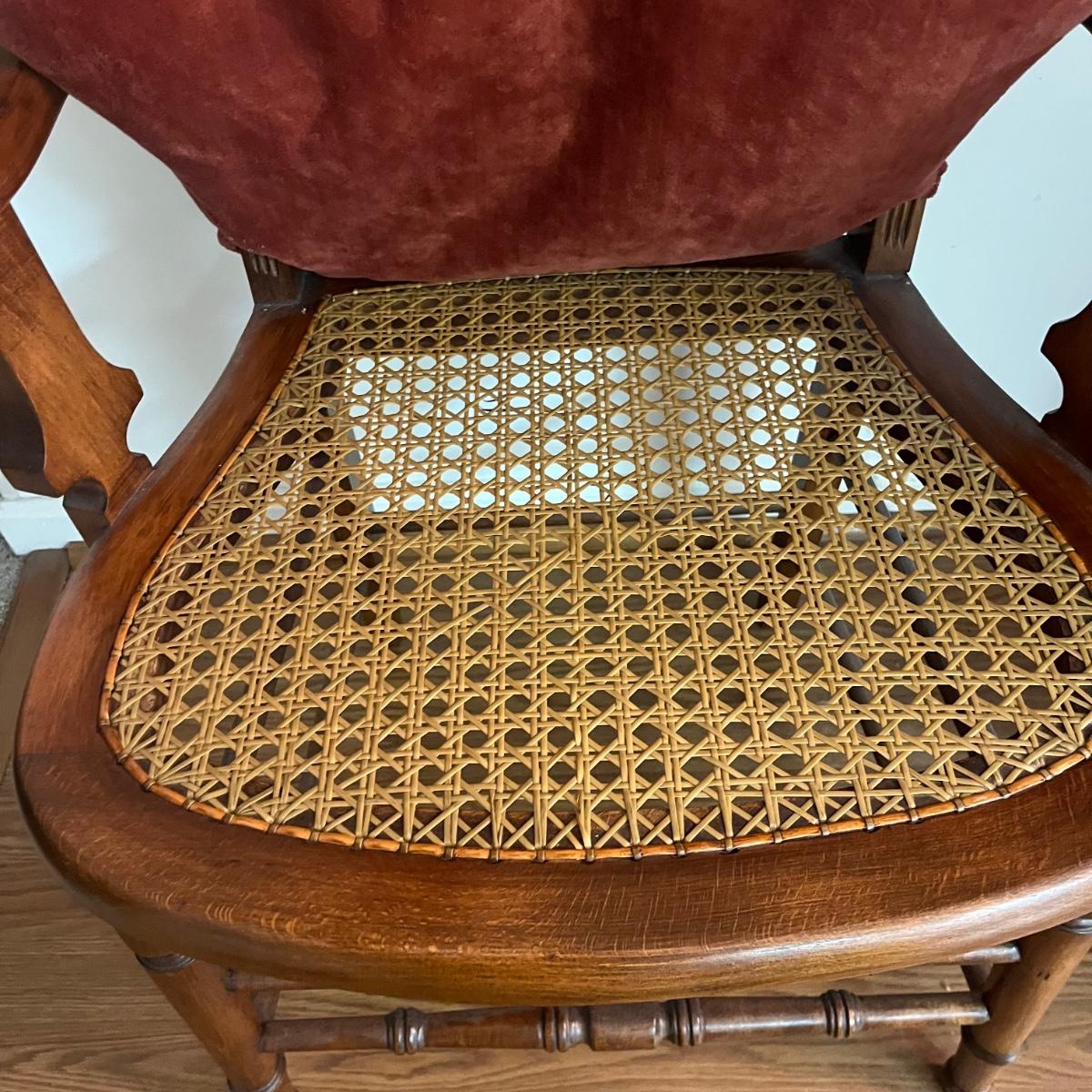 Cane Bottomed Chair & Foot Stool (KMG)