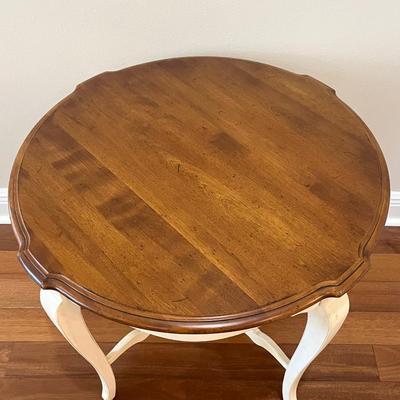 ETHAN ALLEN ~ Round Table With Cream Base