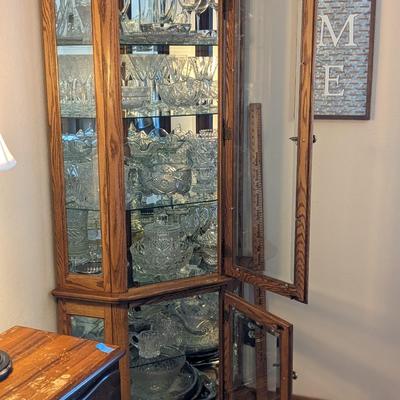 Quality Oak Lighted Curio Cabinet