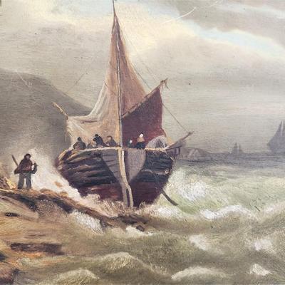 Lot #184  Vintage Oil on Board painting - Maritime Scene