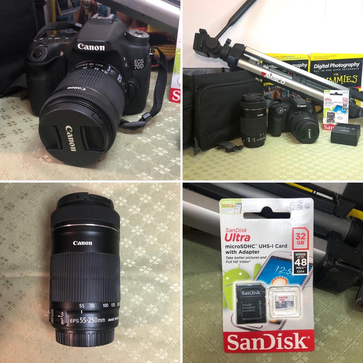 LOT 35M Canon 70D & Digital Photography Starter Kit Lenses, Tripod