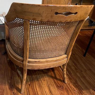 Traditional Wooden Round Arm Chair with Fabric Cushion