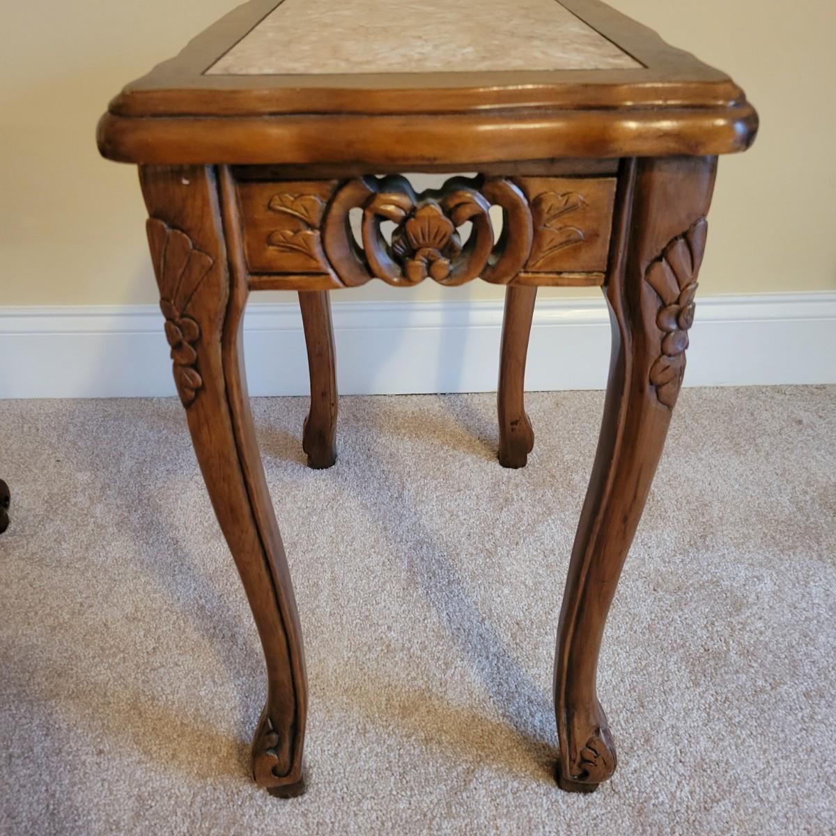Carved Marble Topped Nesting Tables (URDW)