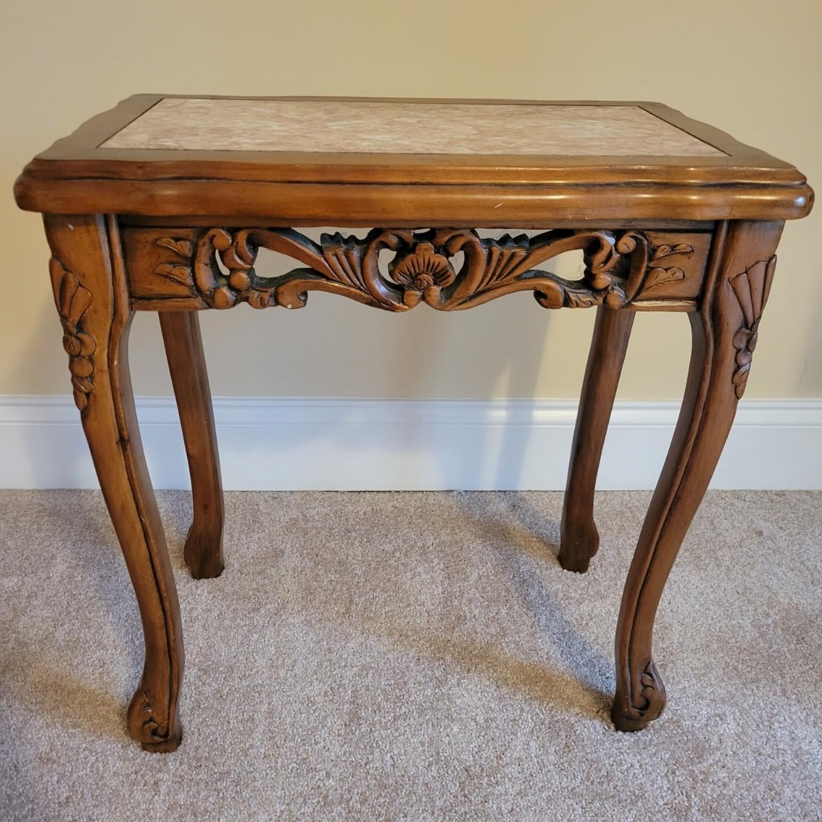 Carved Marble Topped Nesting Tables (URDW)