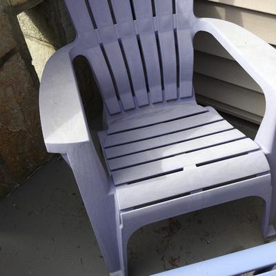 Resin Adirondack chair with foot stool