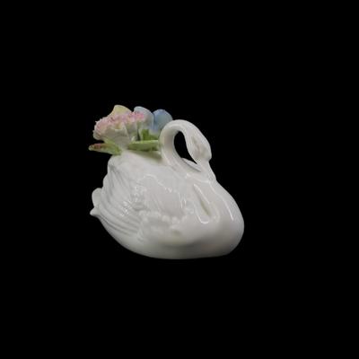 Vintage Swan with Flowers Figurine