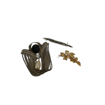 Vintage Fashion Necklace, Brooches, and Tie Clip