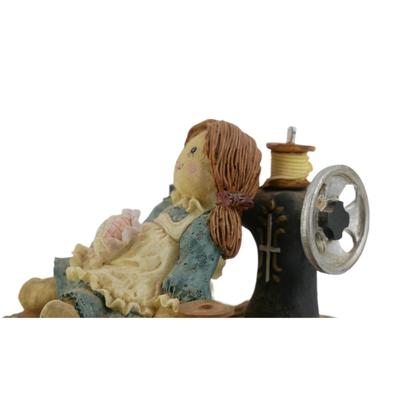 Vintage Doll and Sewing Machine Musical Figurine