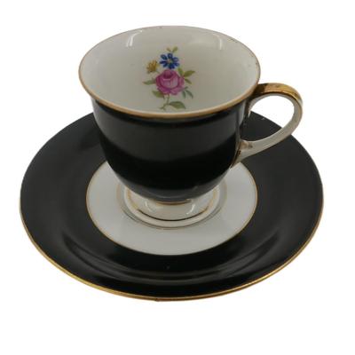 Vintage Black and Gold Eschenbach Demitasse Cup and Saucer