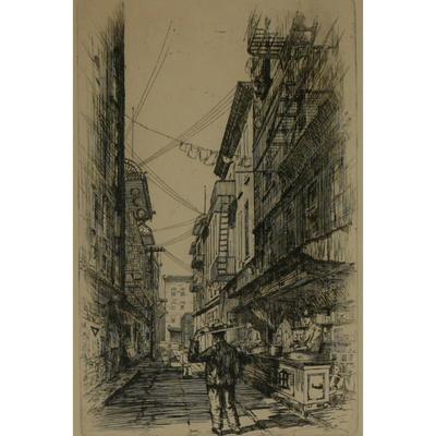 "Back Street in Chinatown" by Nicholas Dunphy (1896-1995) Signed Print Etching