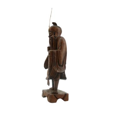 Hand Carved Chinese Wooden Fisherman