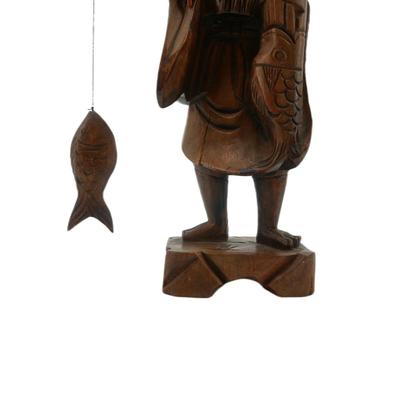 Hand Carved Chinese Wooden Fisherman
