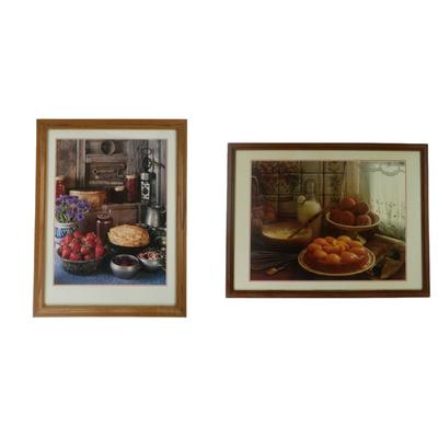 "Peach Pastry and Lace" and "Strawberry Crepes" Framed Lithographs