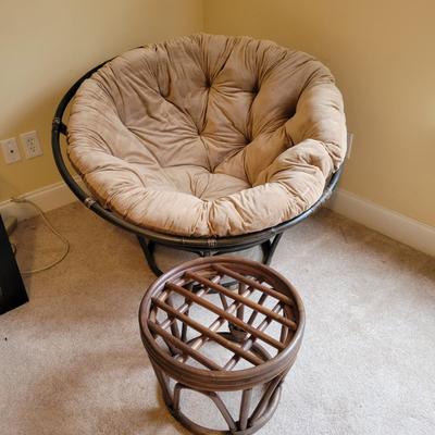 Papasan Chair with Velvet Cushion & Footstool (UR-DW)
