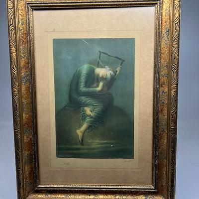 Vintage George Frederic Art Nouveau Hope Print Pencil Signed & Titled