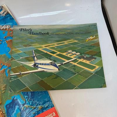 Vintage Lot of Aviation Aeronautical Books and Map