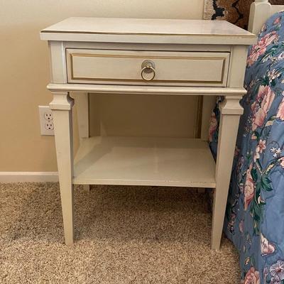 Pair of Vintage White French Provincial Single Drawer Nightstands End Tables HUNTINGTON BEACH