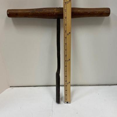 Antique Hand Forged Auger Boring Tool Wood Handle