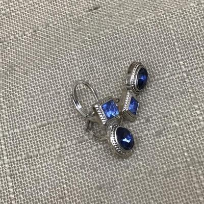 Beautiful Blue and Silver Tone Earrings
