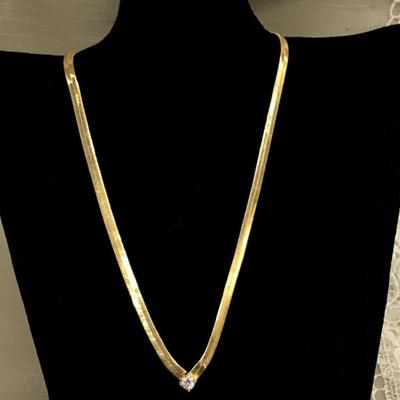 Faux Diamond Gold Tone Fashion Necklace